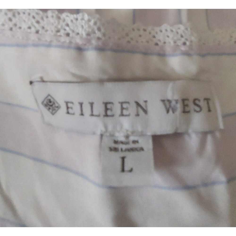 eileen west women's nightgown Chemise, Striped, Lace,heart Neck, Button, Size L, - Picture 2 of 7